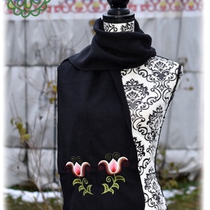 Fehérnép téli sál, táncoló kun tulipánokkal  fekete - Meska.hu