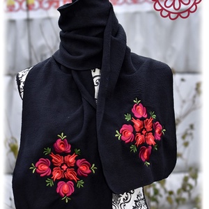 Fehérnép matyó téli sál � fekete - ruha & divat - sál, sapka, kendő - sál - Meska.hu