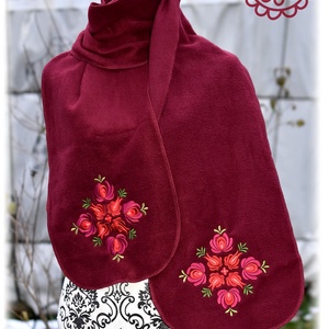 Fehérnép matyó téli sál � bordó - ruha & divat - sál, sapka, kendő - sál - Meska.hu