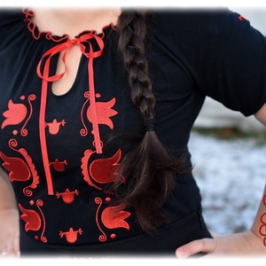 Mezőségi Fehérnép szalagos blúza � fekete RU - Meska.hu