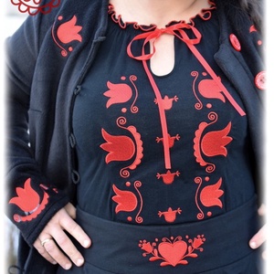 Mezőségi Fehérnép szalagos blúza � fekete RU - ruha & divat - női ruha - blúz - Meska.hu