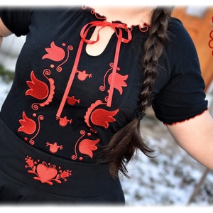 Mezőségi Fehérnép szalagos blúza � fekete RU - ruha & divat - női ruha - blúz - Meska.hu