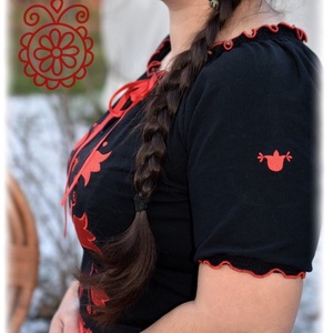 Mezőségi Fehérnép szalagos blúza � fekete RU - ruha & divat - női ruha - blúz - Meska.hu