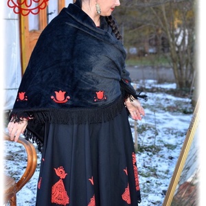 Mezőségi nagykendő (fekete) - Meska.hu