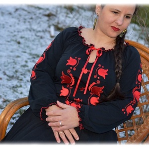 Mezőségi Fehérnép szalagos blúza � fekete HU - Meska.hu