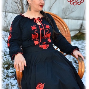 Mezőségi Fehérnép szalagos blúza � fekete HU - ruha & divat - női ruha - blúz - Meska.hu