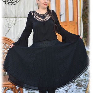 Madeira-géz, dupla rétegű körloknis szoknya � fekete - ruha & divat - női ruha - szoknya - Meska.hu