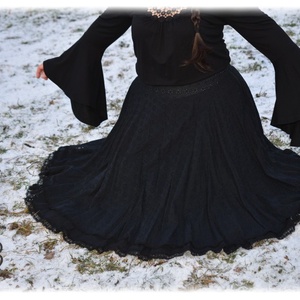 Madeira-géz, dupla rétegű körloknis szoknya � fekete - ruha & divat - női ruha - szoknya - Meska.hu