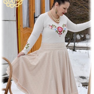 Madeira-géz, dupla rétegű körloknis szoknya � bézs - Meska.hu