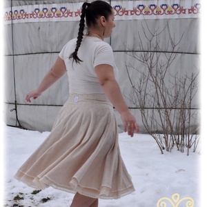 Madeira-géz, dupla rétegű körloknis szoknya � bézs - ruha & divat - női ruha - szoknya - Meska.hu