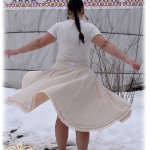 Madeira-géz, dupla rétegű körloknis szoknya � bézs - ruha & divat - női ruha - szoknya - Meska.hu