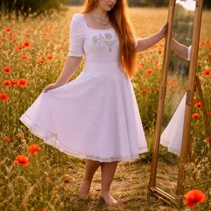 Madeira-géz, dupla rétegű körloknis szoknya � fehér - Meska.hu