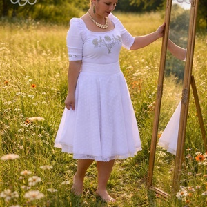 Madeira-géz, dupla rétegű körloknis szoknya � fehér - ruha & divat - női ruha - szoknya - Meska.hu