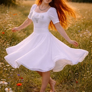 Madeira-géz, dupla rétegű körloknis szoknya � fehér - ruha & divat - női ruha - szoknya - Meska.hu