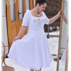 Madeira-géz, dupla rétegű körloknis szoknya � fehér - ruha & divat - női ruha - szoknya - Meska.hu