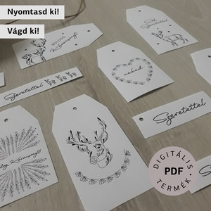 Szarvasos ajándékkísérő kártyák (11 db) - karácsony - karácsonyi ajándékozás - karácsonyi képeslap, üdvözlőlap, ajándékkísérő - Meska.hu
