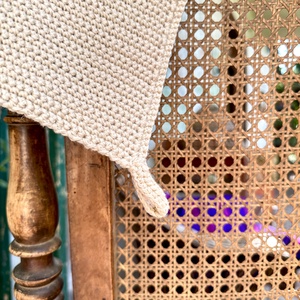 Kék csíkos horgolt kéztörlő - otthon & életmód - fürdőszoba - törölköző - Meska.hu