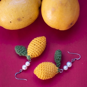 Citromos fülbevaló - ékszer - fülbevaló - lógó fülbevaló - Meska.hu