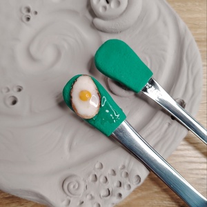 Tükörtojás díszítésű evőeszközkészlet - 2 darabos szett - otthon & életmód - konyhafelszerelés, tálalás - tálalás - kanál & villa - Meska.hu