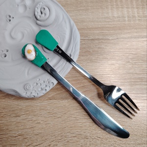 Tükörtojás díszítésű evőeszközkészlet - 2 darabos szett - otthon & életmód - konyhafelszerelés, tálalás - tálalás - kanál & villa - Meska.hu