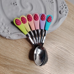 Piros tojás mintás színes kávéskanál készlet - 6 darabos - otthon & életmód - konyhafelszerelés, tálalás - tálalás - kanál & villa - Meska.hu