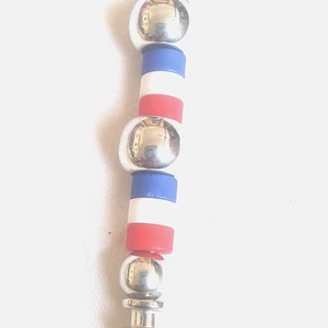 Piros-kék csíkos kulcstartó 2, Táska & Tok, Kulcstartó & Táskadísz, Kulcstartó, Ékszerkészítés, Gyöngyfűzés, gyöngyhímzés, MESKA