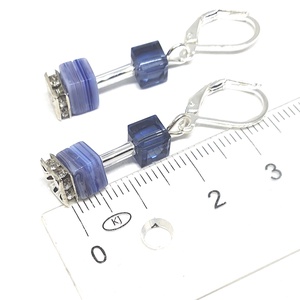 CUBE kék fülbevaló - ékszer - fülbevaló - lógó fülbevaló - Meska.hu