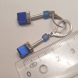 CUBE kék fülbevaló - ékszer - fülbevaló - lógó fülbevaló - Meska.hu