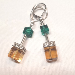 CUBE narancs-zöld fülbevaló - Meska.hu