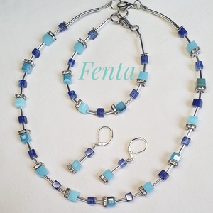 CUBE kékek ékszerszett - Meska.hu