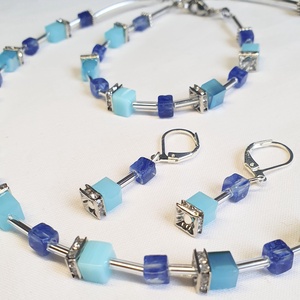 CUBE kékek ékszerszett - ékszer - ékszerszett - Meska.hu