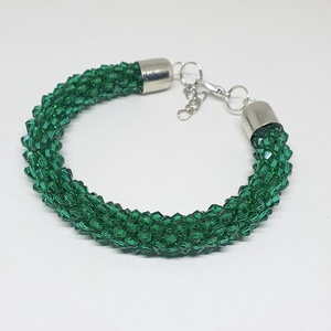 Zöld karkötő, Ékszer, Karkötő, Gyöngyös karkötő, Ékszerkészítés, Horgolás, MESKA