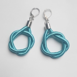 Türkíz fonal fülbevaló - ékszer - fülbevaló - lógó fülbevaló - Meska.hu