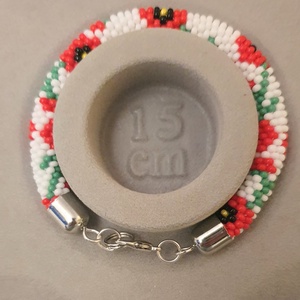 Pipacsos gyöngyhorgolt karkötő, Ékszer, Karkötő, Gyöngyös karkötő, Ékszerkészítés, MESKA