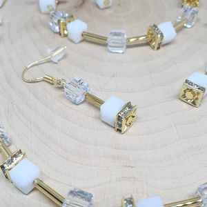 CUBE fehérek ékszerszett - ékszer - ékszerszett - Meska.hu