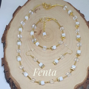 CUBE fehérek ékszerszett - Meska.hu