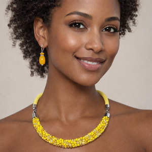 Sárga álom, Ékszer, Nyaklánc, Medál nélküli nyaklánc, Ékszerkészítés, Horgolás, MESKA