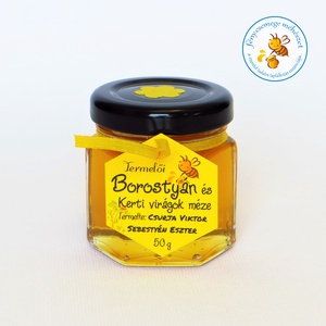 borostyán és kerti virágok méze mini díszüvegben -  - Meska.hu
