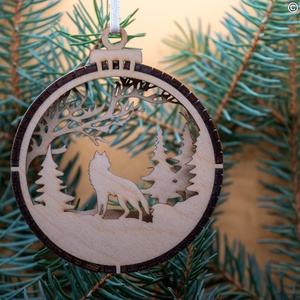 Farkas 3D karácsonyfadísz - Meska.hu