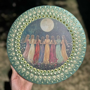  Együtt a Hold alatt  Női Kör Mandala, Otthon & Életmód, Dekoráció, Spiritualitás, Mandala, Festészet, Festett tárgyak, MESKA