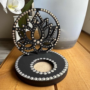 Lótusz Fekete Árnyéklámpás, Otthon & Életmód, Dekoráció, Spiritualitás, Mandala, Festészet, MESKA
