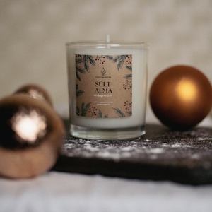 Sült alma szójagyertya, Karácsony, Karácsonyi lakásdekoráció, Karácsonyi illatgyertya, mécses, Gyertya-, mécseskészítés, MESKA