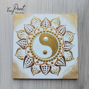 Hűtőmágnes - Jing- jang arany mandala - Meska.hu