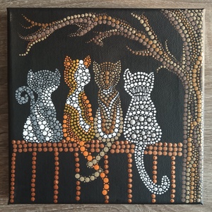 Pontozott mandala - Cicák - otthon & életmód - dekoráció - kép & falikép - vászonkép - Meska.hu