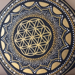 Pontozott mandala - Élet Virága - otthon & életmód - dekoráció - kép & falikép - vászonkép - Meska.hu