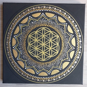 Pontozott mandala - Élet Virága - otthon & életmód - dekoráció - kép & falikép - vászonkép - Meska.hu