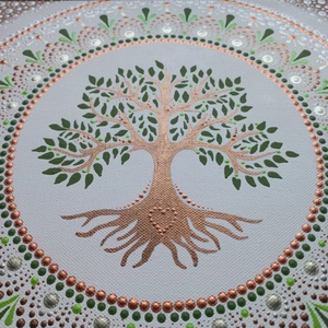 Pontozott mandala- Életfa 30x30 cm - otthon & életmód - dekoráció - kép & falikép - vászonkép - Meska.hu