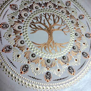 Pontozott mandala- Életfa strasszkővel - otthon & életmód - dekoráció - spiritualitás - mandala - Meska.hu