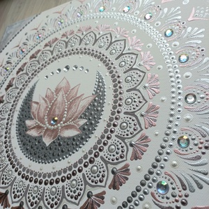Pontozott mandala- Lótuszvirág strasszkővel - otthon & életmód - dekoráció - spiritualitás - mandala - Meska.hu