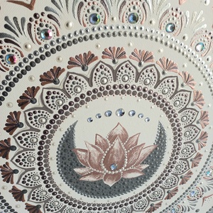 Pontozott mandala- Lótuszvirág strasszkővel - otthon & életmód - dekoráció - spiritualitás - mandala - Meska.hu